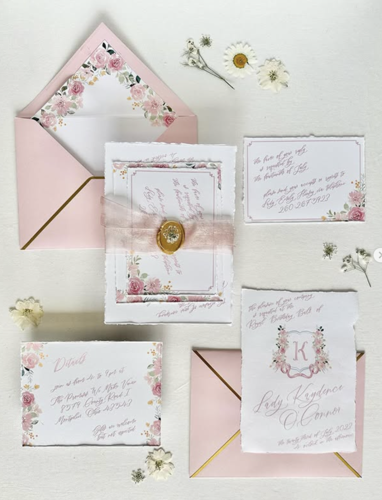 glamorous pink invitation suite