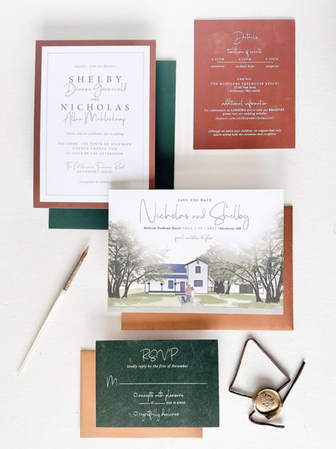 Shelby and Nicholas Ohio Wedding Invitations